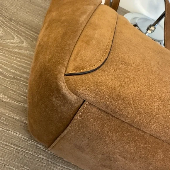 NWT Coach Hadley Turnlock Brown Suede Tote Bag - Picture 11 of 11